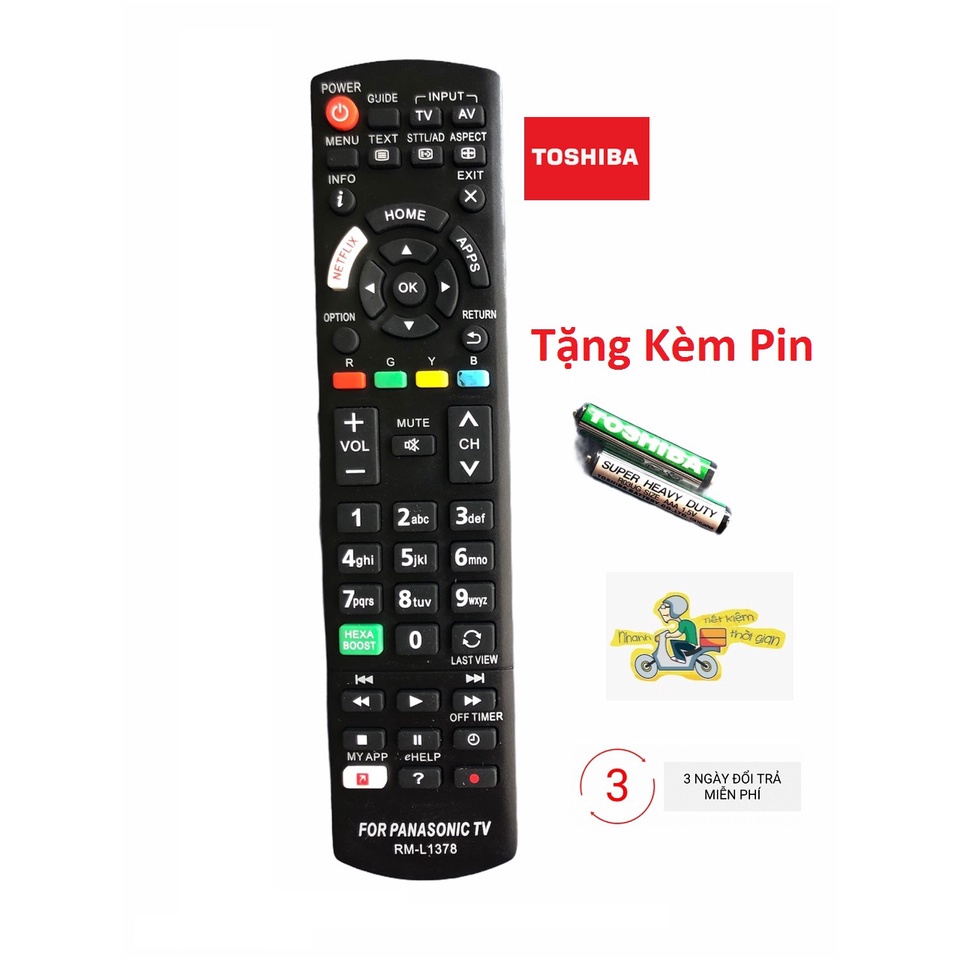 Điều khiển TV Panasonic Smart có HEXA BOOST RM-L1378 hàng tốt tương thích với tất cả dòng tivi panasonic smart internet