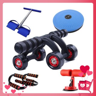 siêu rẻ con lăn, dụng cụ máy lăn, tập cơ bụng 4 bánh đa năng cỡ lớn tặng kèm miếng thảm deal sốc hít đất, tập eo,ngực