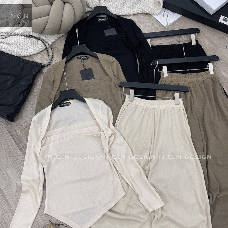 Sét áo thun vạt cổ vuông + quần xuông