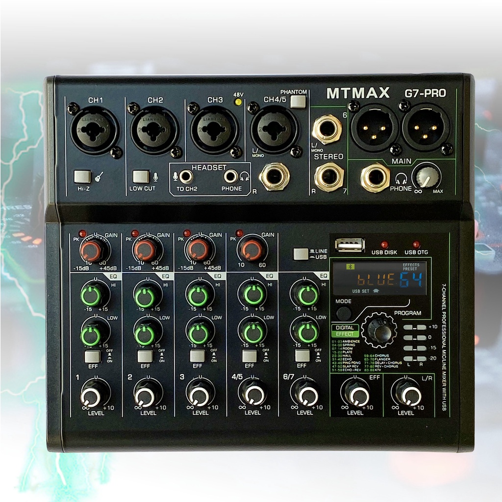 Mixer G7 MTMAX - Mixer Karaoke Loa Kéo - Hát Thu âm - 88 Hiệu ứng vang số