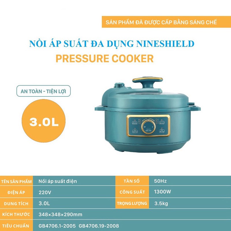 Nồi Áp Suất (Có Sẵn) Nồi Áp Suất Điện Đa Năng AUX NineShield Nấu Nhanh Siêu Tốc Tiết Kiệm Điện