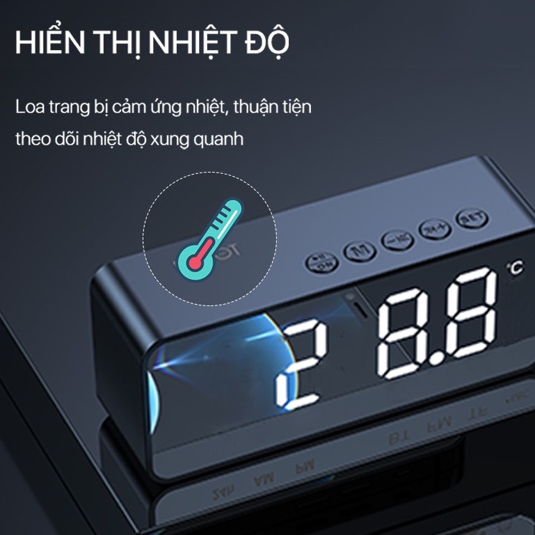 Loa Bluetooth 5.0 ROBOT RB150 Màn Hình LED Kiêm Đồng Hồ Báo Thức - Nghe FM Thẻ Nhớ