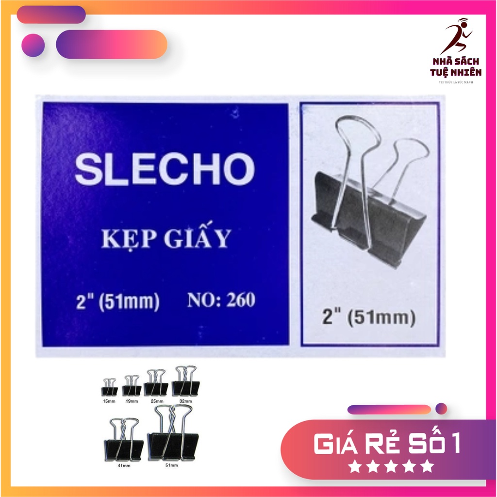 Kẹp giấy Slecho 15mm 19mm 25mm 32mm 41mm 51mm kẹp bướm nẹp giấy