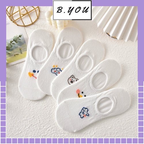 Tất nữ không cổ họa tiết đám mây xinh xắn phong cách hàn quốc co dãn thấm hút mồ hôi