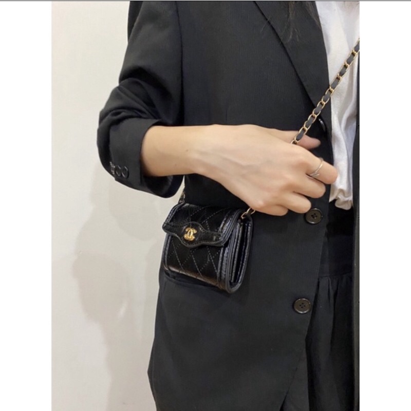 Túi xách mini nữ, túi đeo chéo nữ đi chơi size 13cm dáng ví nữ dây xích đeo vai chất da bóng nhiều ngăn