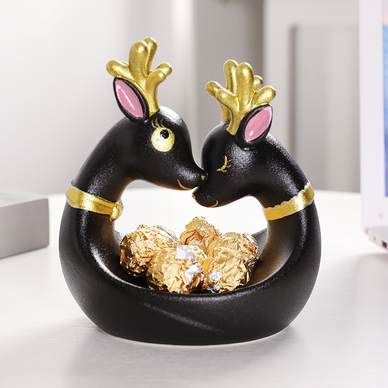 Đồ Thủ Công Để Bàn Trang Trí Phòng Khách Hình Chú Nai Bằng Gốm Sang Trọng