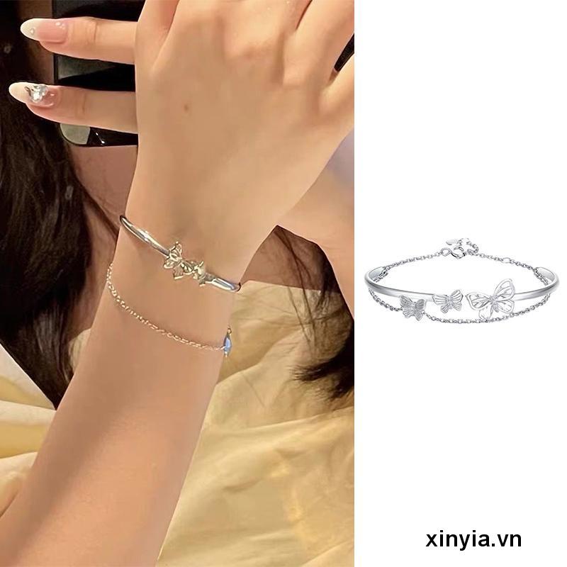 🌺Vòng Tay Hai Lớp Bằng Hợp Kim Hình Bướm Thời Trang Dành Cho Nữ
