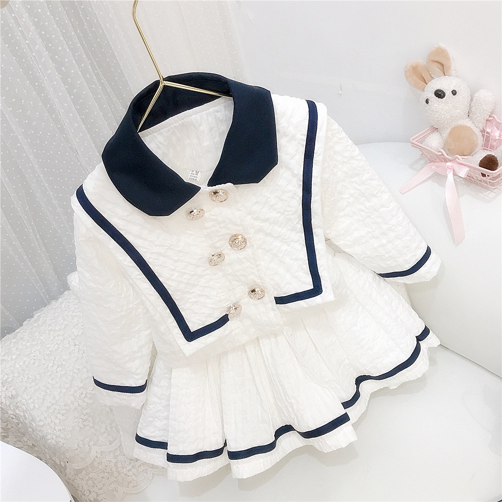 [TẶNG TẤT ĐƠN 150K] Sét Váy Áo Bé Gái Phong Cách Châu Âu Kết Hợp Chân Váy Chất Liệu Đũi Xốp Mềm Đẹp KEYER KID VN VN10