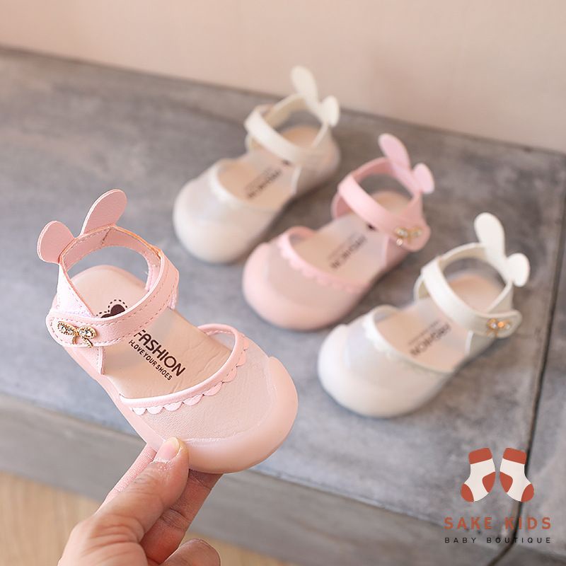 Giày sandal cho bé - Dép tập đi quai dán có chống vấp phối viền tai Thỏ đáng yêu cho bé gái kiểu dáng Hàn Quốc M866