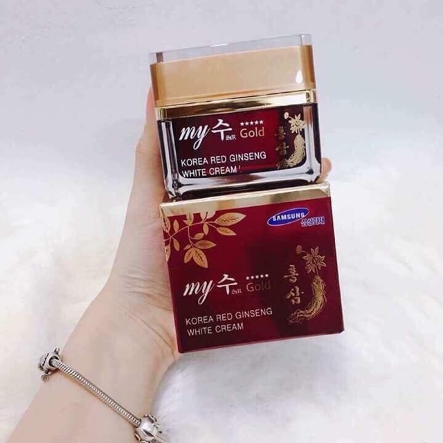 Kem Dưỡng Trắng Da Ngày Và Đêm Hồng Sâm Đỏ My Gold Korea Red Ginseng Aqua Wrinkle & Whitening Cream