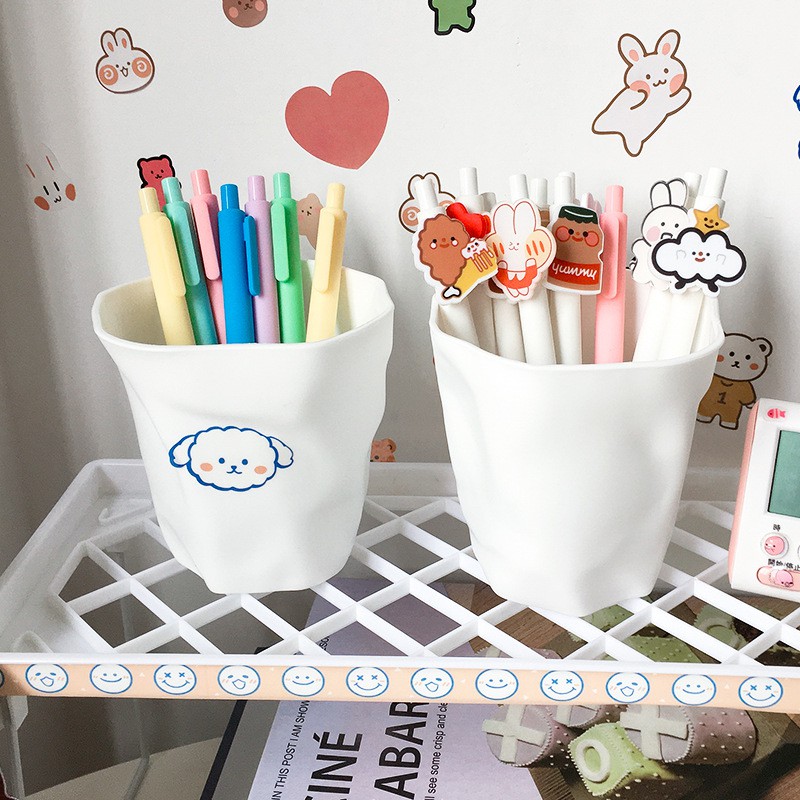 Bé Xô Hồng mini &amp; Lọ bút Trắng Tiện Dụng Siêu Xinh Xắn (không kèm sticker)