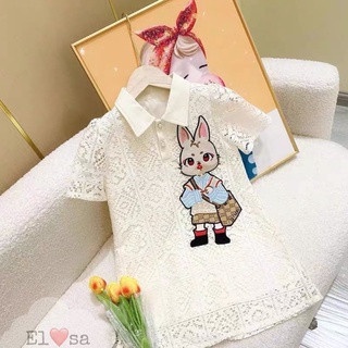 Thỏ, đầm ren cao cấp  thêu thỏ đi học cho bé size 10-30k