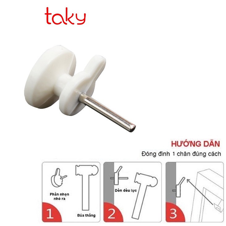 10 Móc Nhựa - Taky, 1 Chân Đinh Đóng Tường,Treo Tranh, Ảnh, Đồng Hồ, Đồ Dùng Nhỏ Gia Đình, Treo Đa Năng, 2219Set10