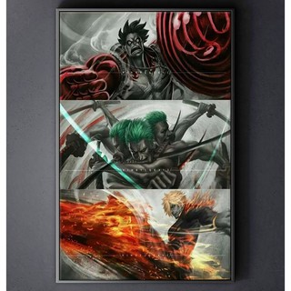 TRANH CANVAS ANIME ONE PIECE Vua Hải Tặc treo tường in theo yêu cầu - Zoro, Sanji, Luffy