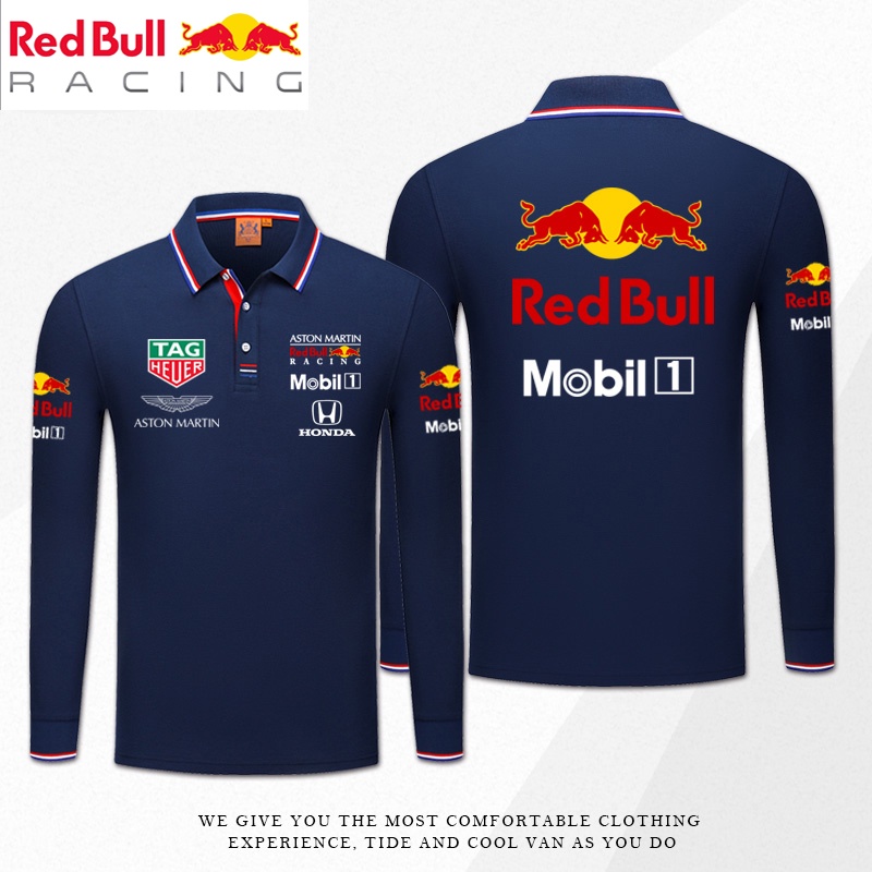 2022 Mới F1 Racing Suit + Red Bull Team F1 Racing Jersey + Áo Polo dài tay mùa hè Unisex