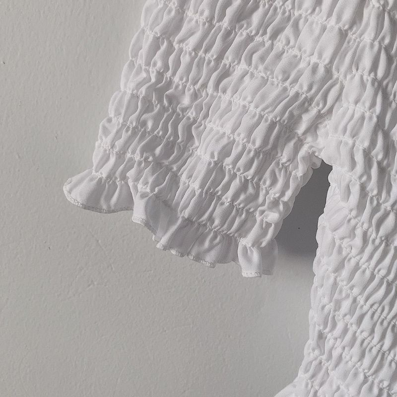 Áo trễ vai nhún chéo tay ngắn, dài hai màu trắng đen - AO61 | BigBuy360 - bigbuy360.vn