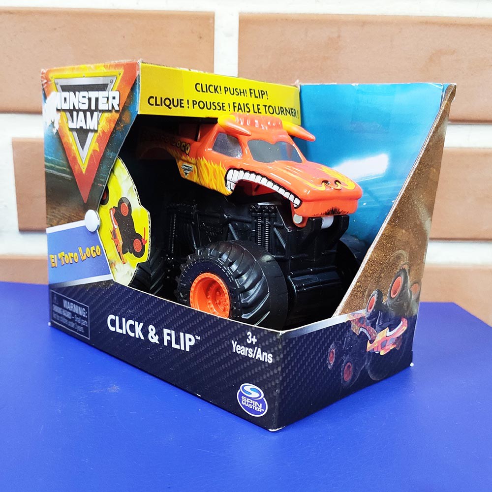 Đồ chơi Xe tải mô hình Quái vật Monster Jam Authentic Click &amp; Flip ấn bật và nhào lộn tỷ lệ 1:43