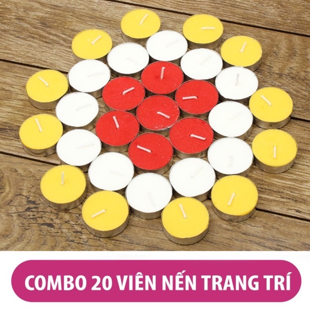 Combo 20 viên nến tealight trang trí nhiều màu