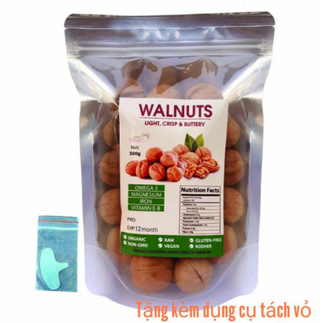 500g Quả óc chó Mỹ vỏ mỏng (tặng kèm dụng cụ tách vỏ )