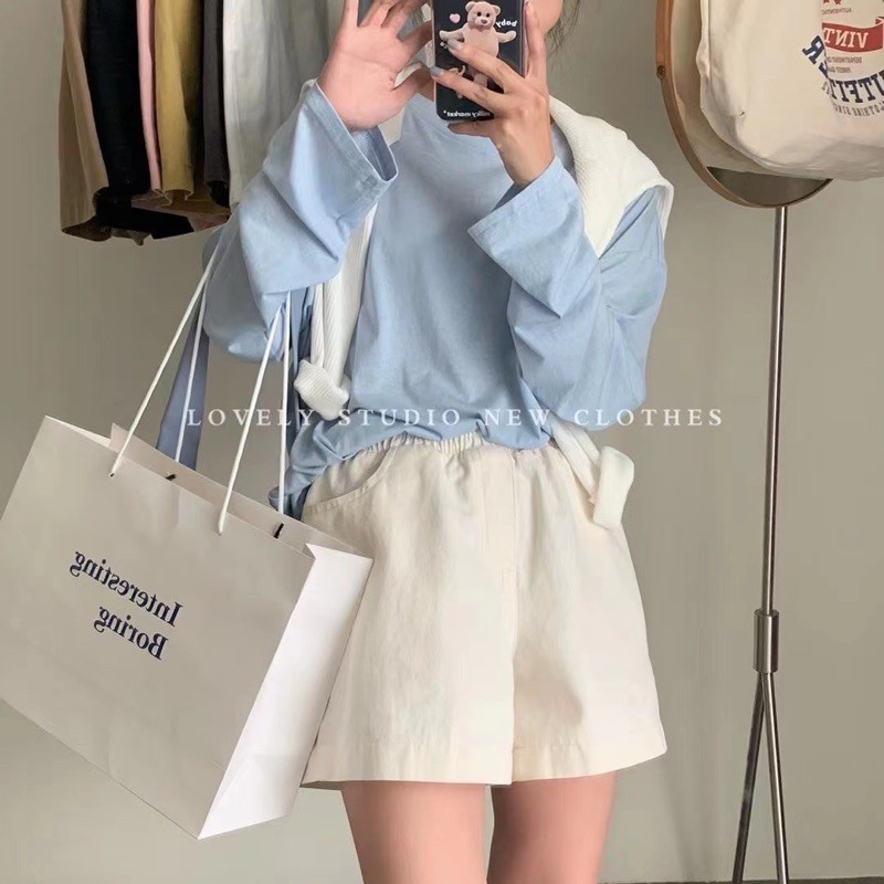 Quần shorts thô trơn basic cạp chun nhiều màu - hàng QC | BigBuy360 - bigbuy360.vn