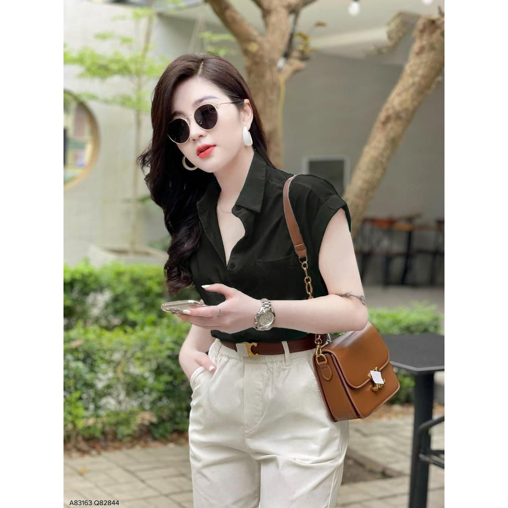 Áo Sơ Mi Nữ, Áo Sơ Mi Đũi Tơ Tay Hến Mặc Mát Lịm Bao Sang, Mã G1