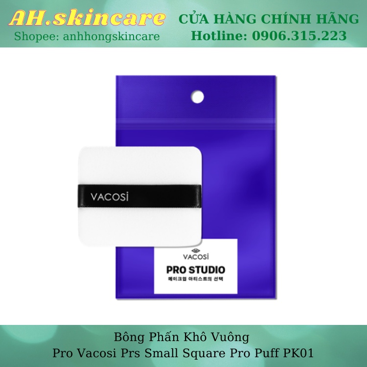 Bông Phấn Khô Vuông Pro Vacosi Prs Small Square Pro Puff PK01 (Bịch 1 Cái)