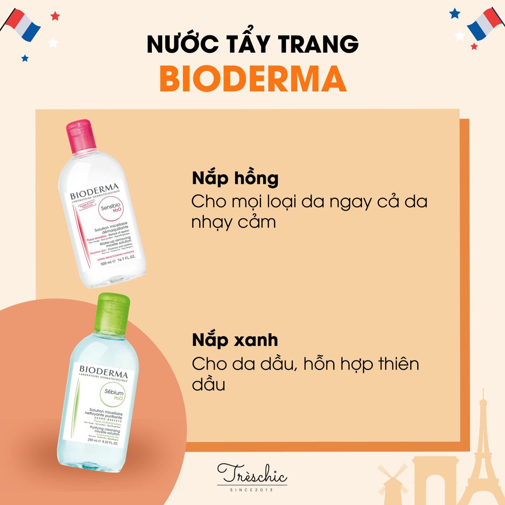 Nước tẩy trang Bioderma H20 dành cho da dầu Sebium, dung dịch cho da nhạy cảm Sensibio 100ml Pháp - Trung Đông Pharmacy