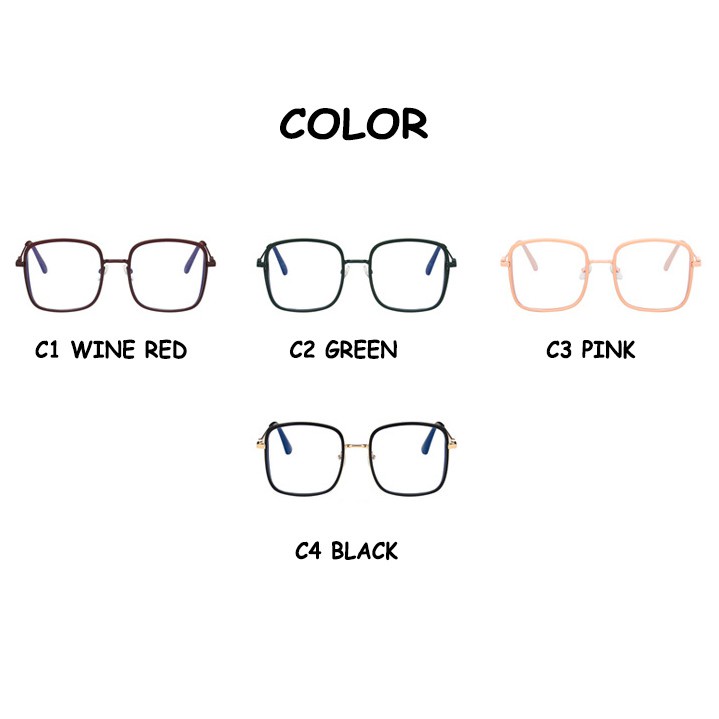 Kính mát gọng kim loại vuông chống bức xạ máy tính kiểu dáng thời trang đơn giản cho nữ