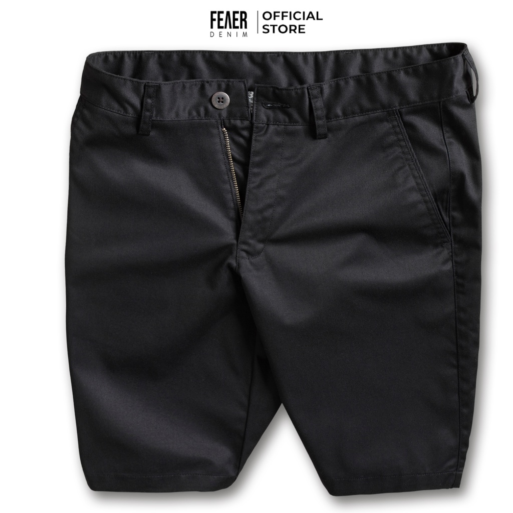 Quần nam kaki short FEAER chất kaki trơn KAKI PREMIUM COTTON - MÀU ĐEN