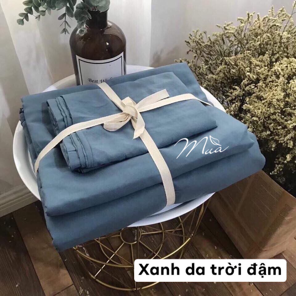 Bộ Chăn Ga Đũi Trơn Một Màu Emmidecor