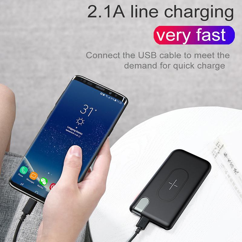 Pin Sạc Dự Phòng Không Dây Dung Lượng 10000mah Cho Các Loại Máy Có Sạc Không Dây + 1 Cổng USB 2.1A - TopLink