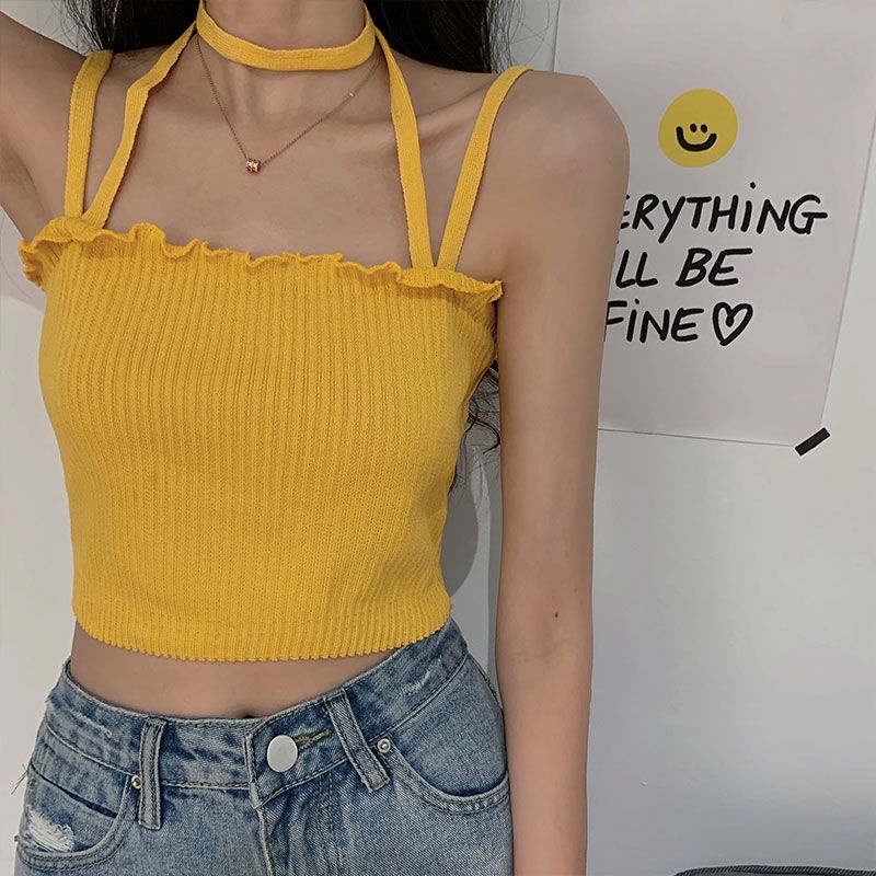 Áo Hai Dây Dáng Ngắn Thời Trang Mùa Hè Quyến Rũ Cho Nữ