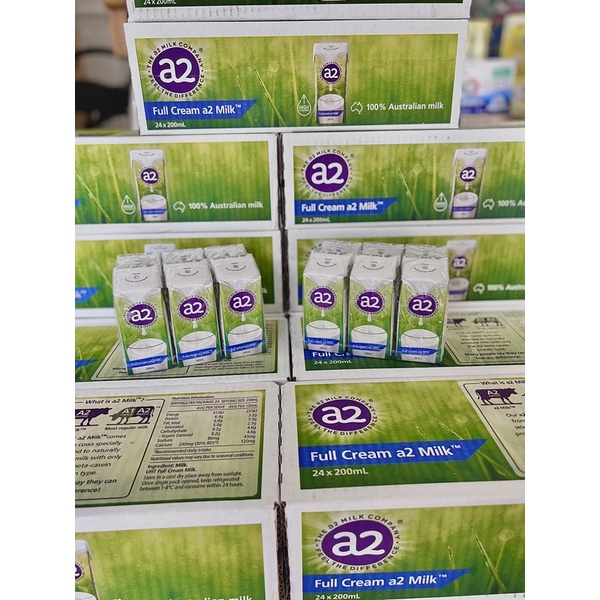 Sữa tươi nguyên kem A2 dạng nước lốc 6 hộp 200ml Date mới 2024