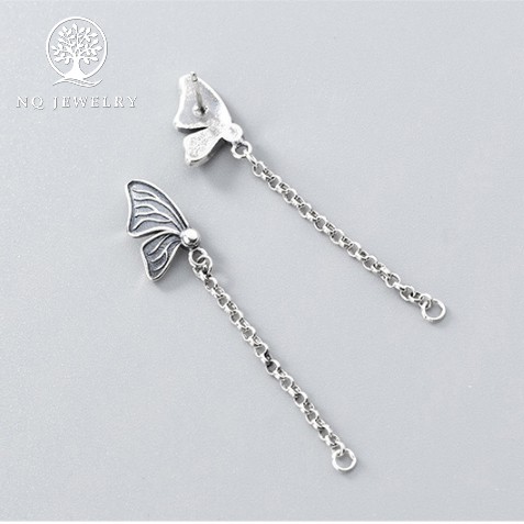 Charm bạc dây bông tai cánh bướm - NQ Jewelry