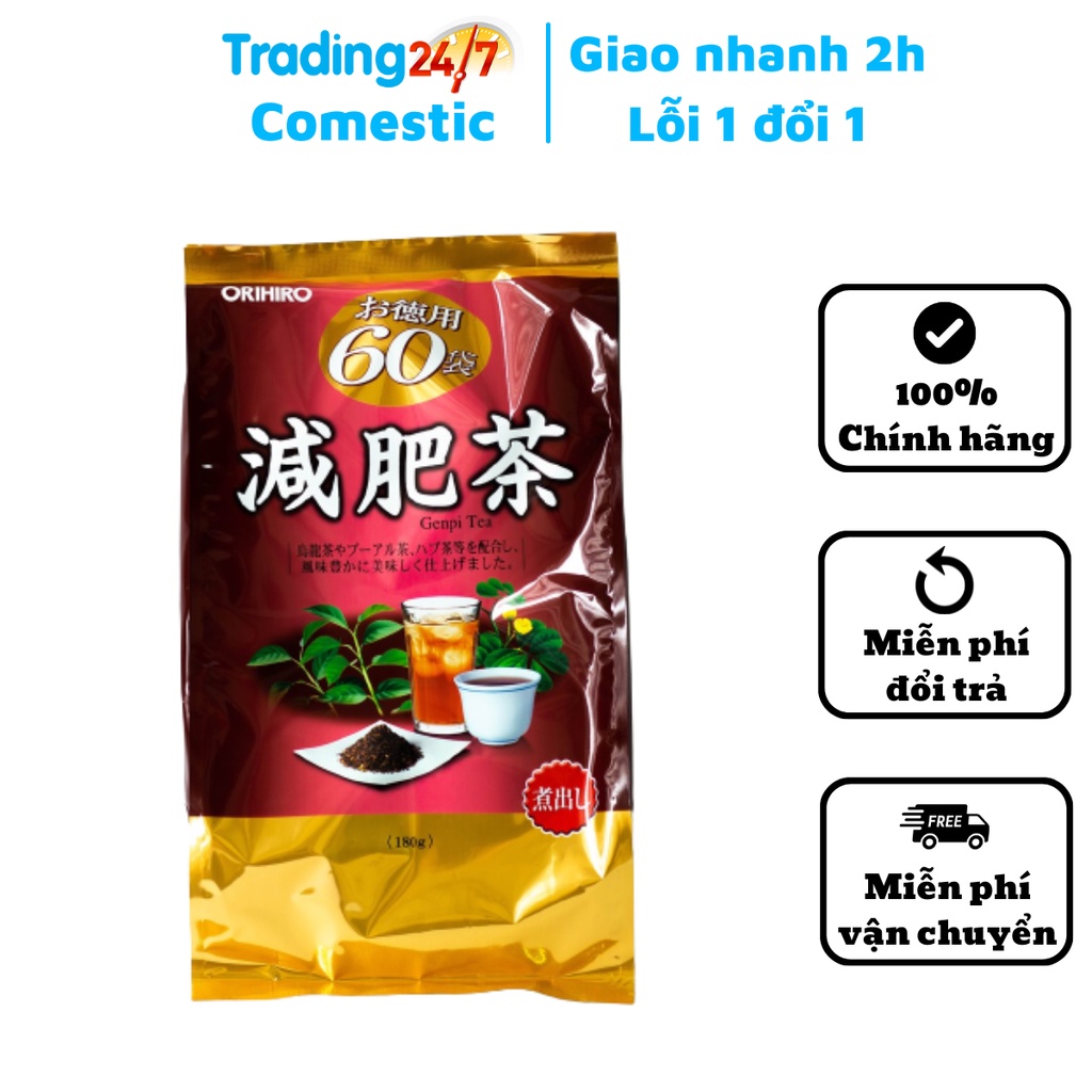 Trà Genpi Orihiro giảm mỡ bụng, mỡ thừa túi 60 gói Nhật Bản