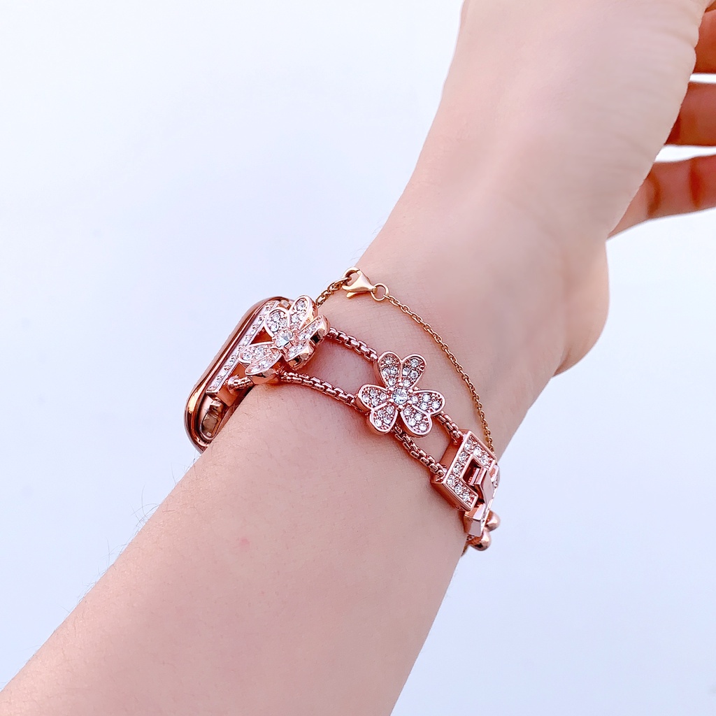 Dây Đeo Đồng Hồ Bằng Thép Đính Kim Cương Giả Cho Apple Watch 49mm 42mm 38mm40mm 44mm IWatch 8 7 6 SE 5 4