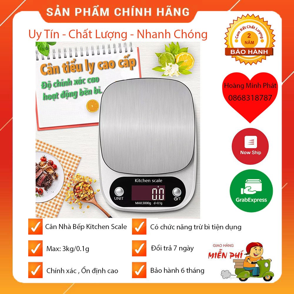 Cân Nhà Bếp Kitchen Scale 3kg/0.1g - 10kg/1g. Cân Tiểu Ly Gia Vị. Màn Hình LCD Độ Chính Xác Cao Hoạt Động Ổn Định