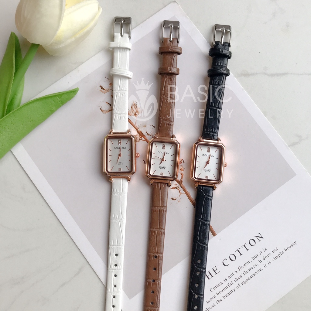 Đồng Hồ Nữ Dây Da DOUKOU Mặt Vuông Cao Cấp Thời Trang Đẹp Giá Rẻ DH12 Basic Jewelry