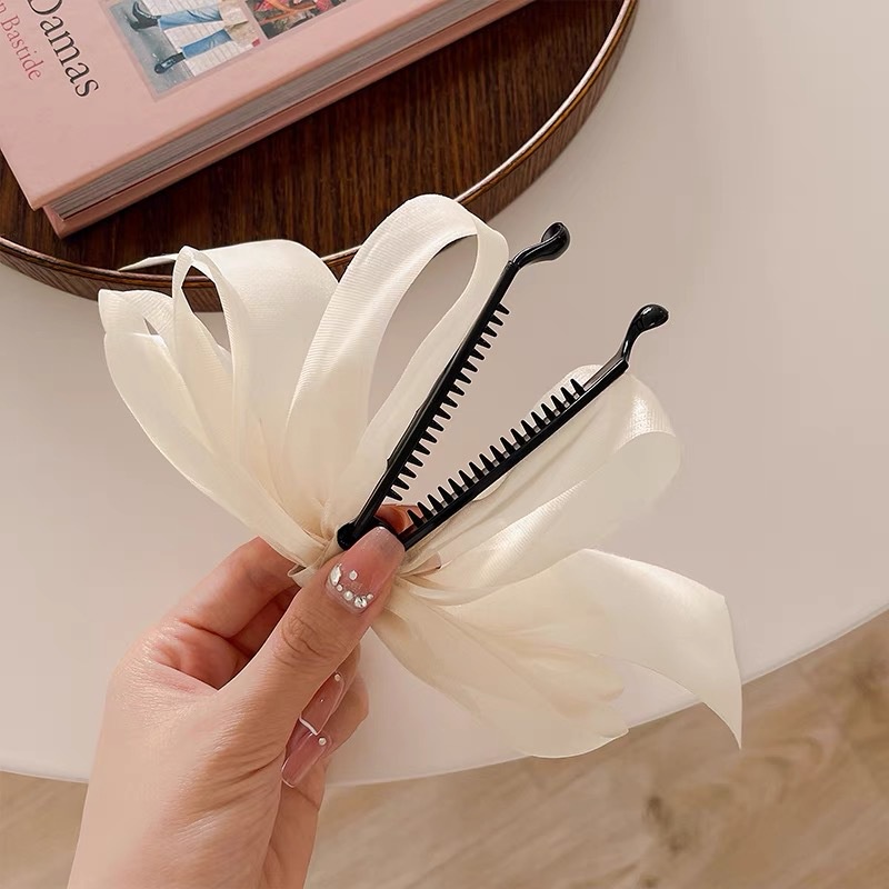 Kẹp Tóc Nơ Vải Voan Phong Cách Hàn Quốc Mới Cho Nữ