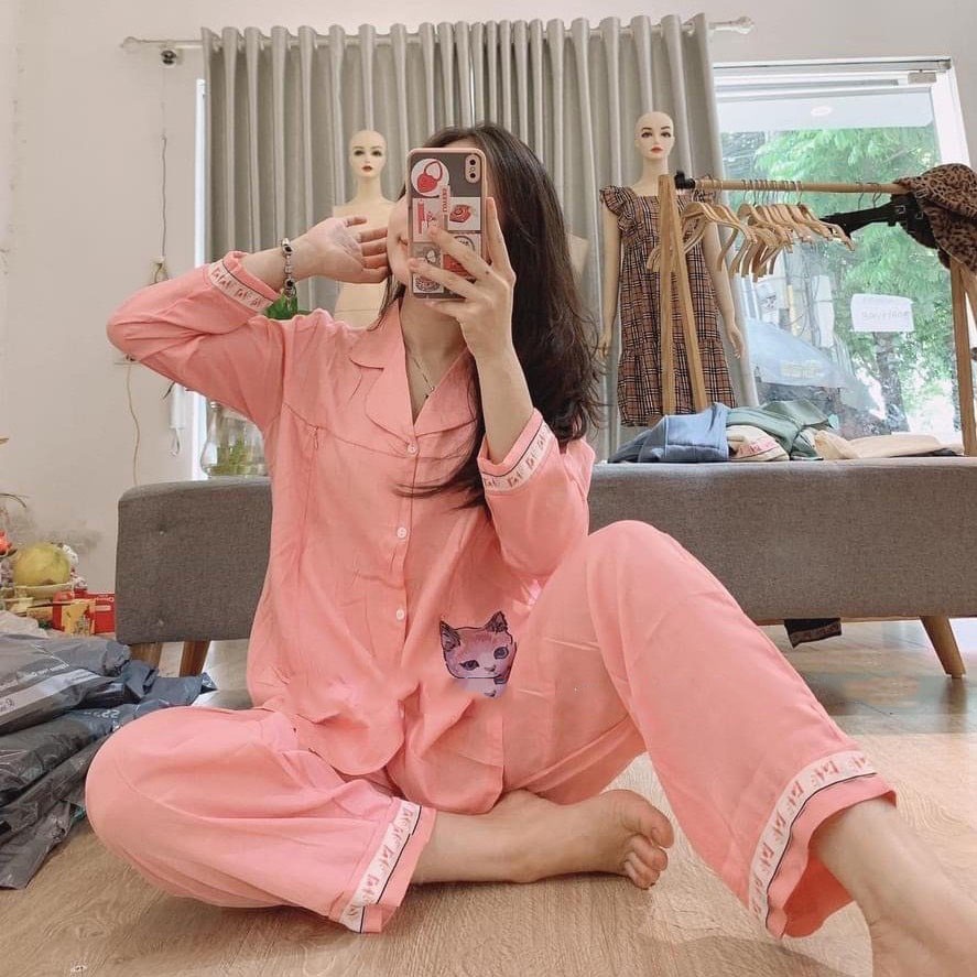 Bộ Bầu Và Sau Sinh Pijama Dài Tay Quần Dài 2 Chức Năng Có Khóa Cho Con Bú Mặc ở Nhà A074 Lin Store66