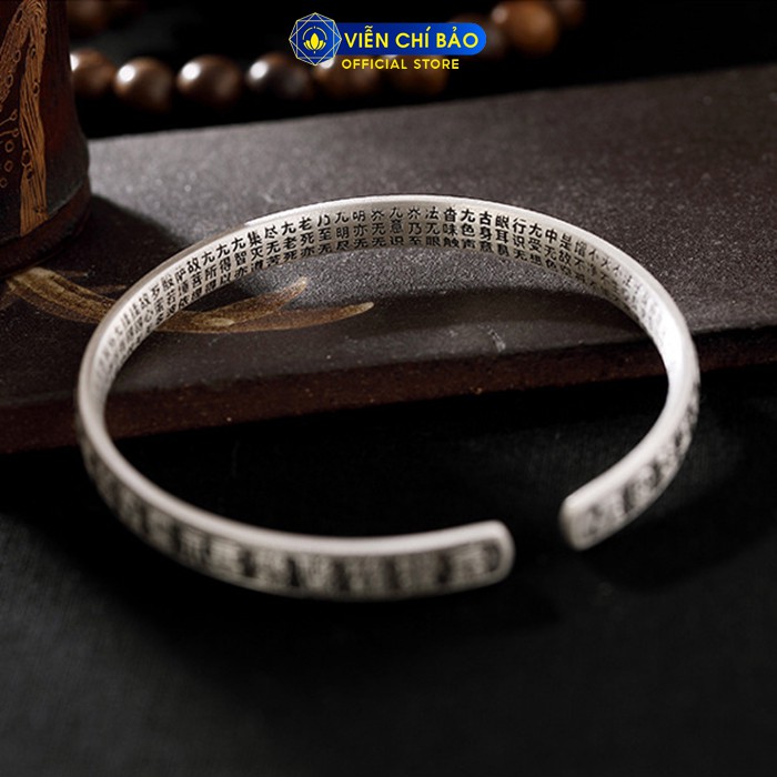 Vòng tay bạc nam nữ Cửu Phúc Khắc Kinh chất liệu bạc Thái 925 thương hiệu Viễn Chí Bảo L100636
