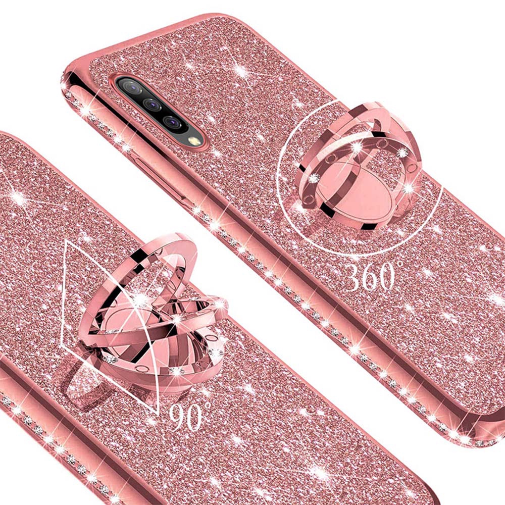 Samsung Galaxy A7 A6+ A6 A8 A8+ A9 2018 A7 A5 2017 A9S Luxury Diamond Rhinestone Glitter Holder Ring Soft Silicone Shockproof Case Cover thtupp11 case