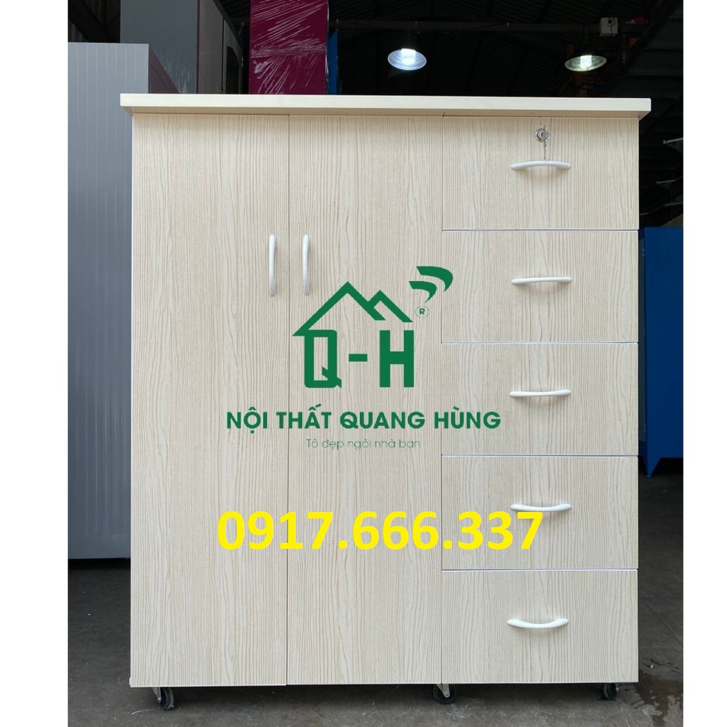 Tủ nhựa đài loan 2 cánh 5 ngăn màu sồi trắng - 1m25x1m06 giá rẻ