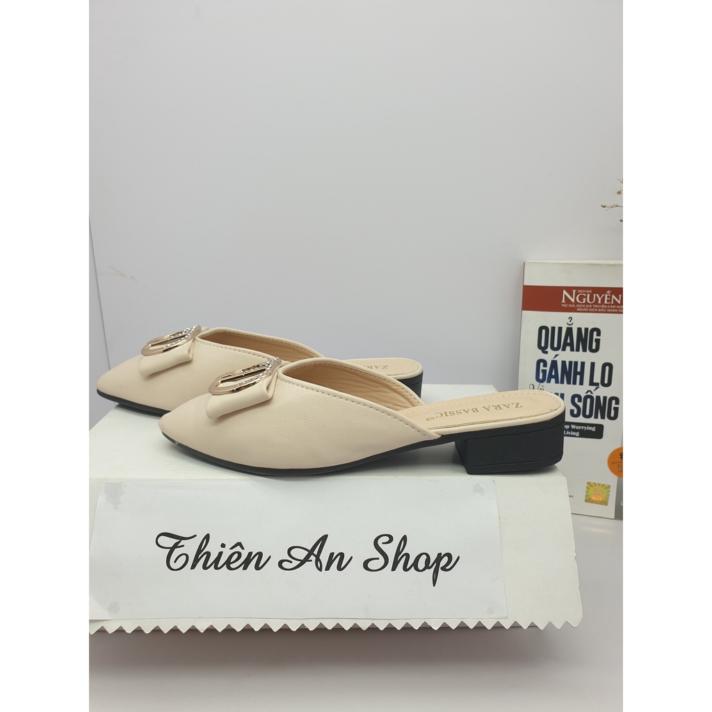 Giày sục nữ - Sục nữ - dép sục nữ -sục mũi nhọn phối nơ Thiên An TA01