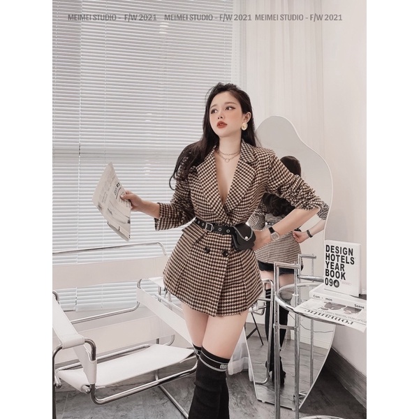 Áo vest zích zắc tweed