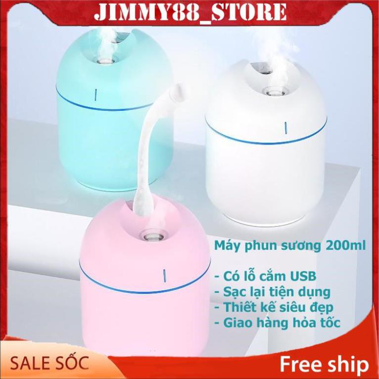 Máy phun sương khuếch tán tinh dầu máy phun sương Mini Humdifier 9801 200ml tạo độ ẩm không khí sạc USB JIMMY88