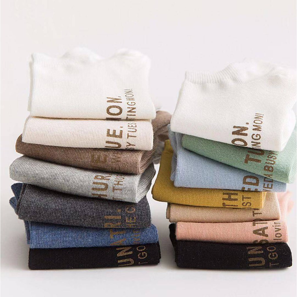 Set 7 đôi TẤT HÈ WEEK cổ ngắn cotton nhiều màu -QATE0184
