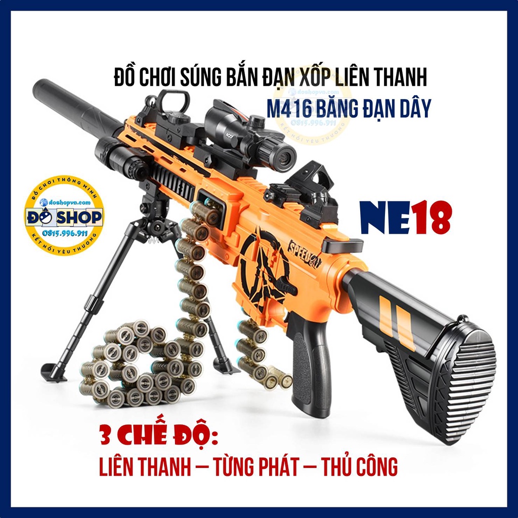 Đồ Chơi SUNG Nerf Nhựa ABS Pin Sạc 7.4V Liên Thanh M416 Kèm 30 Xốp Mềm NE18 -  Đô Shop