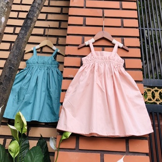 Đầm 2 dây có túi, chất thô cotton thoáng mát M2027