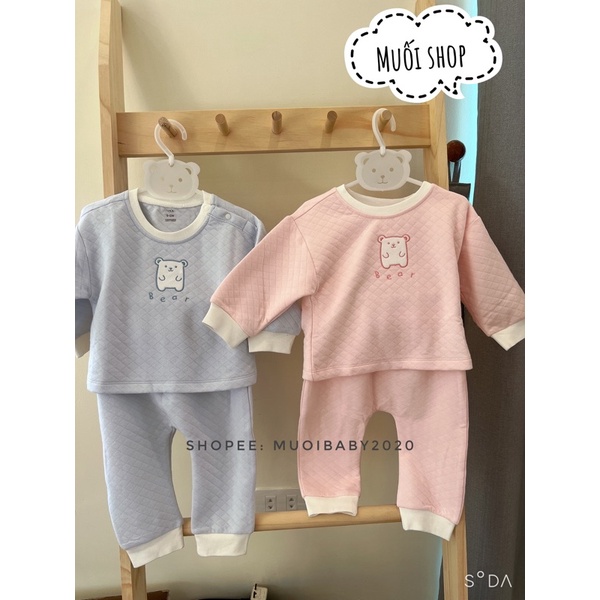 [Nous] Nous bộ cài vai dài chất nỉ Velours  cho bé từ 9m-12m và 18-24m